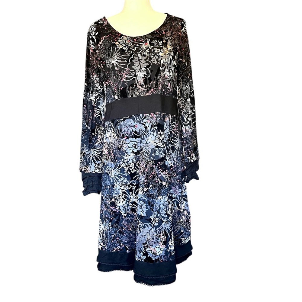 Joe Browns Dress Size 10 UK 14 Velvet Floral Boho Vamp Dark Feminine Whimsigoth